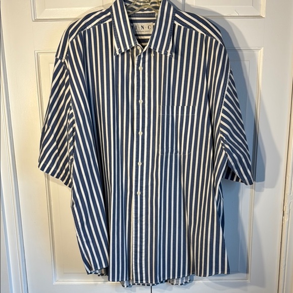 INC International Concepts Blue and White Casual Button Down Shirt - Picture 1 of 4